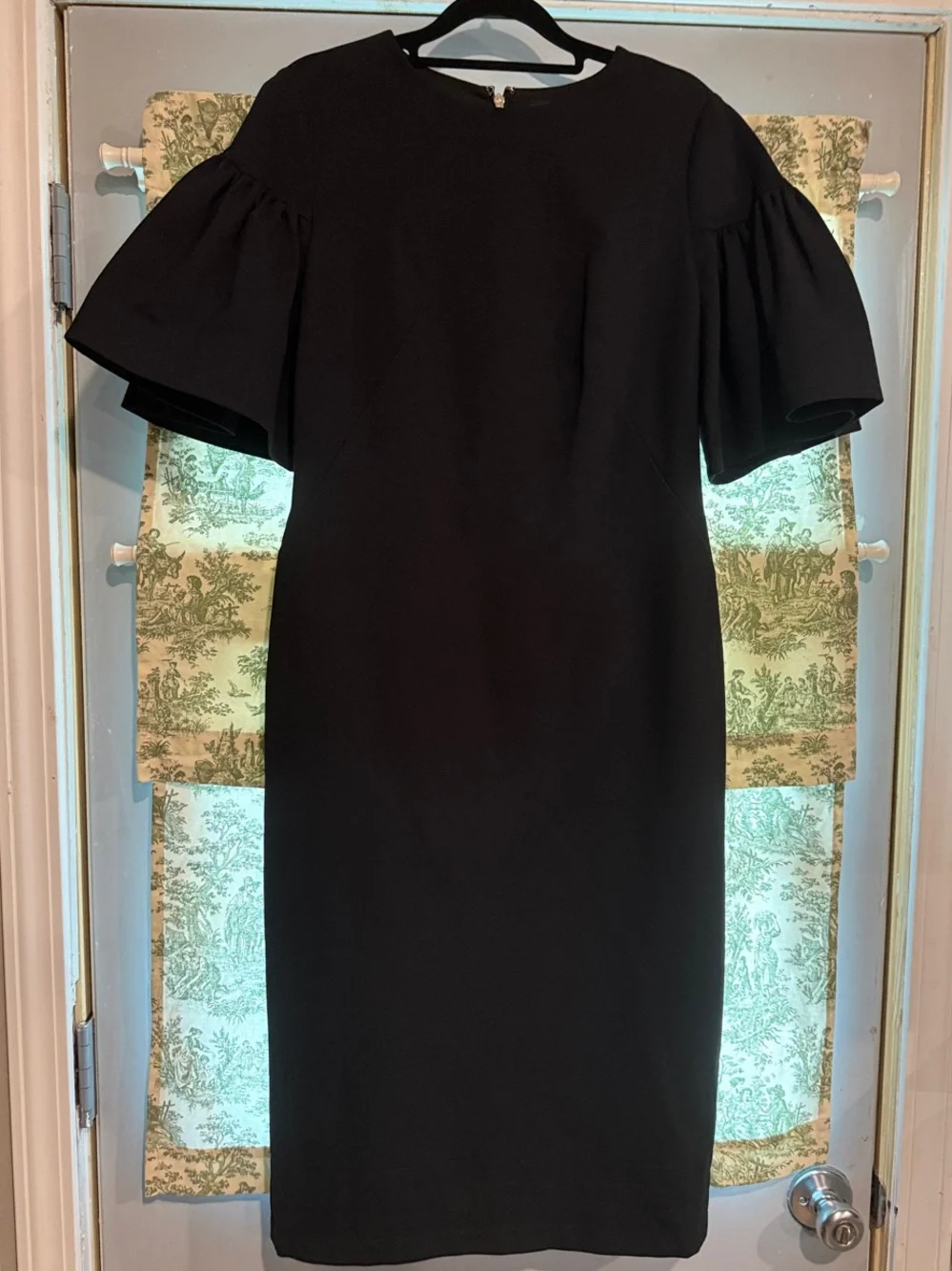 NWOT kate spade Black Ponte Dress Midi with Flutter Sleeves
